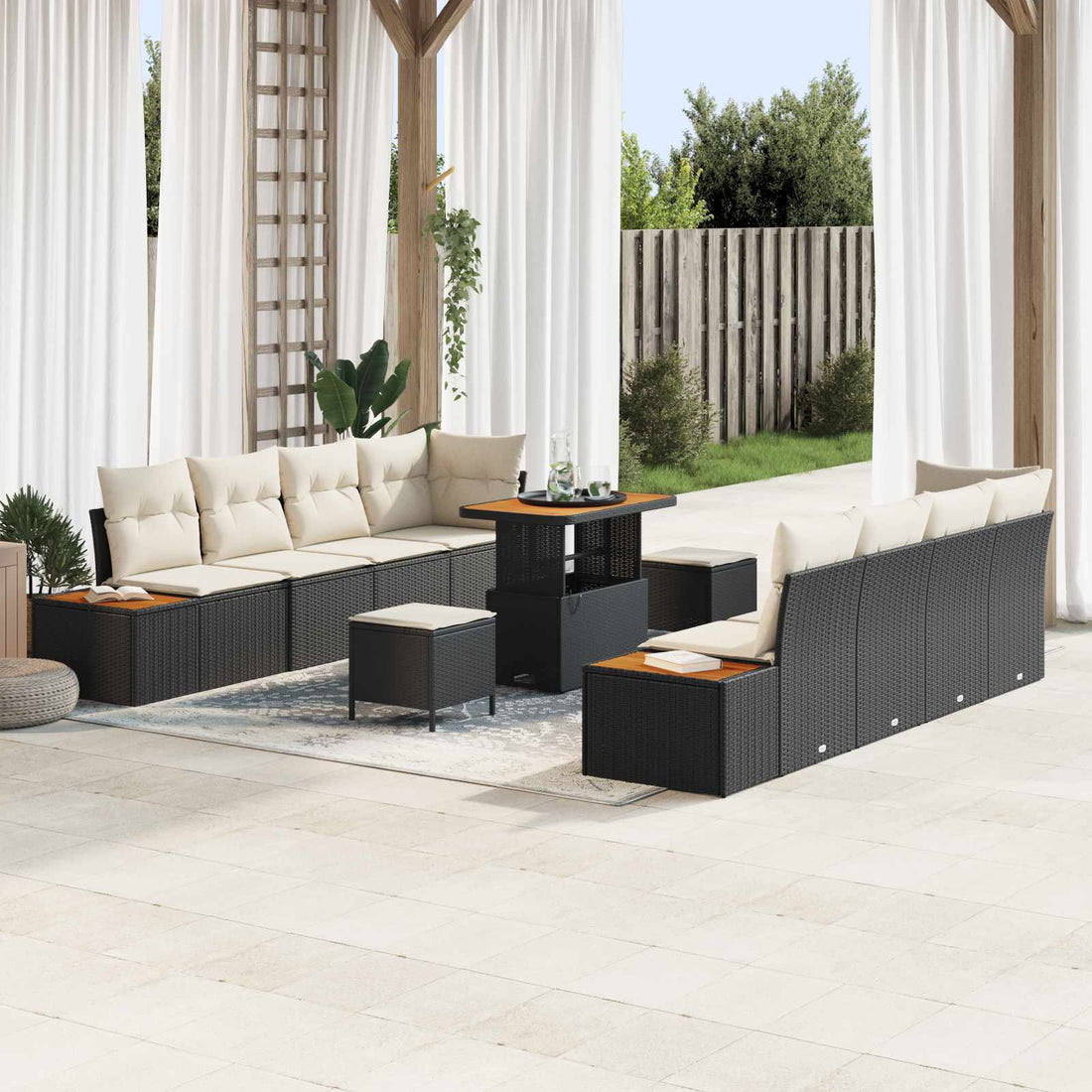 vidaXL Conjunto de sofás de jardín 11 uds. 10-Número de plazas