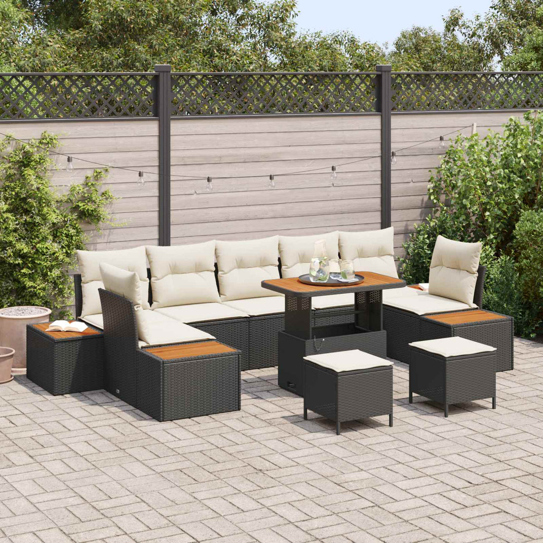 vidaXL Conjunto de sofás de jardín 10 uds. 9-Número de plazas