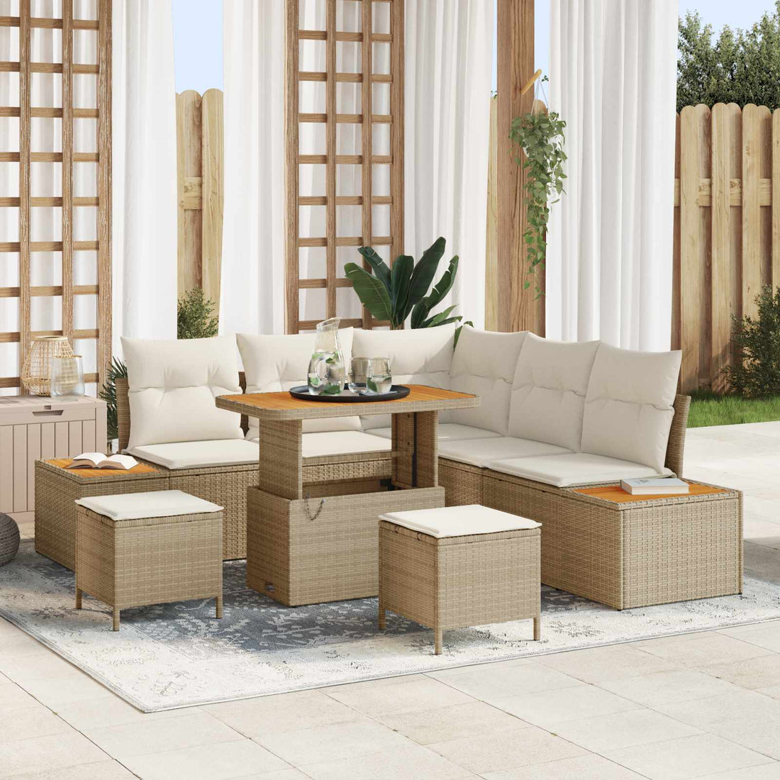 vidaXL Conjunto de sofás de jardín 8 uds. 7-Número de plazas