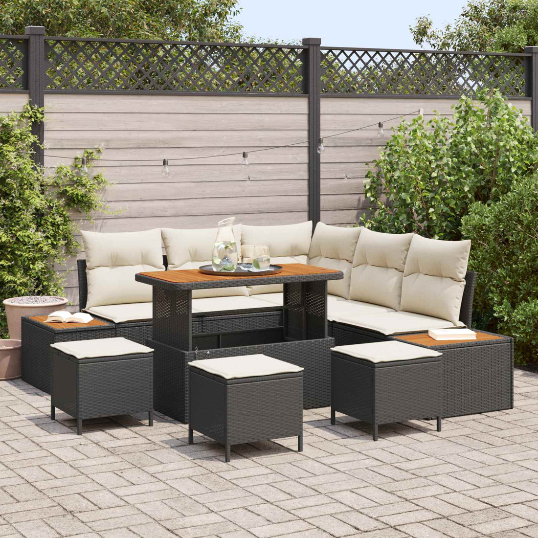 vidaXL Conjunto de sofás de jardín 9 uds. 8-Número de plazas