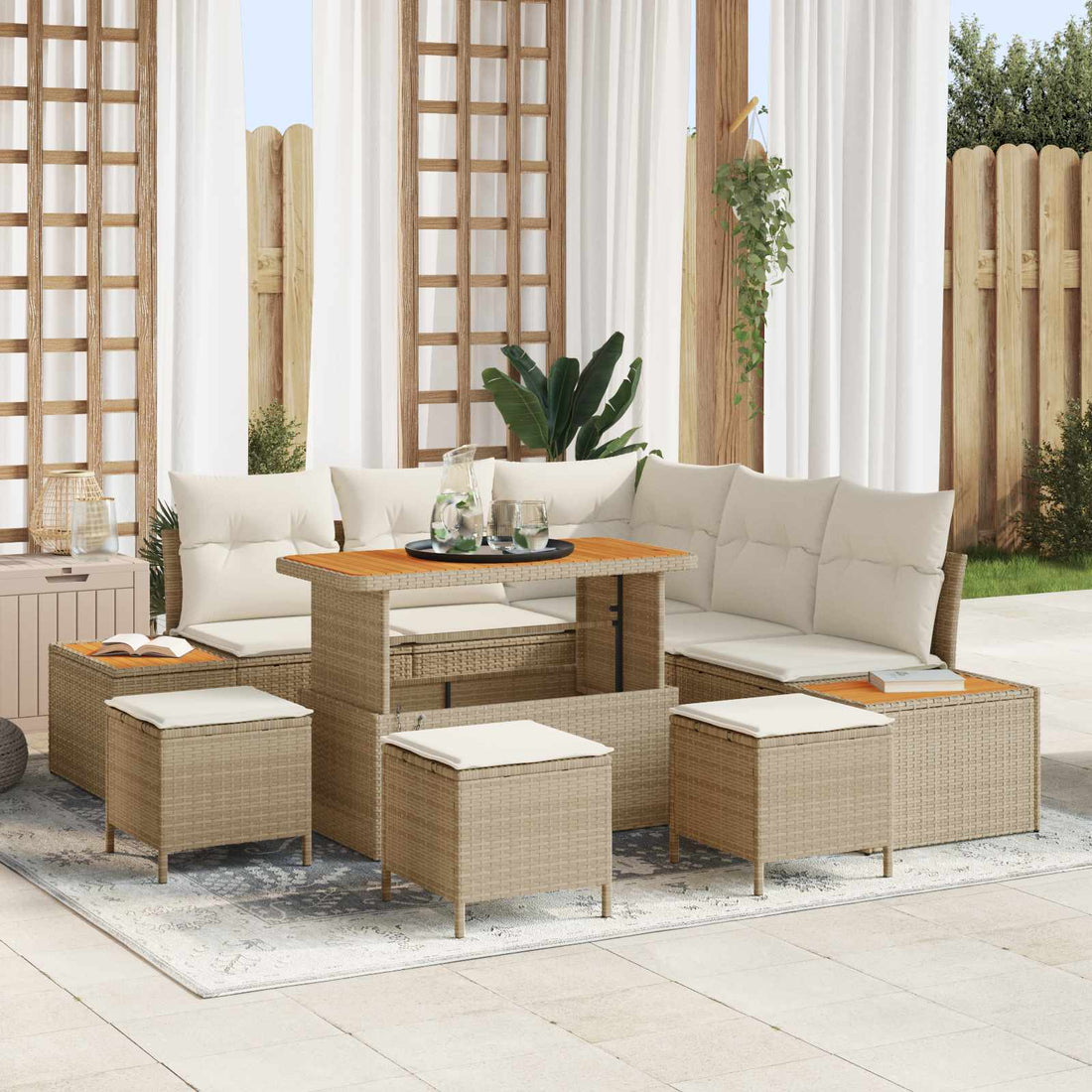 vidaXL Conjunto de sofás de jardín 9 uds. 8-Número de plazas