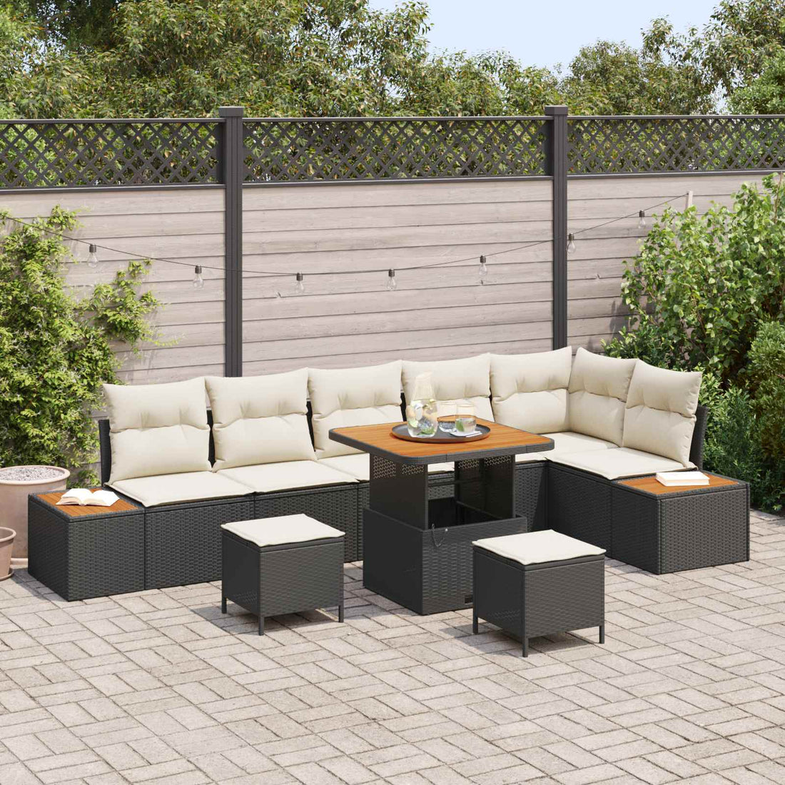 vidaXL Conjunto de sofás de jardín 9 uds. 8-Número de plazas
