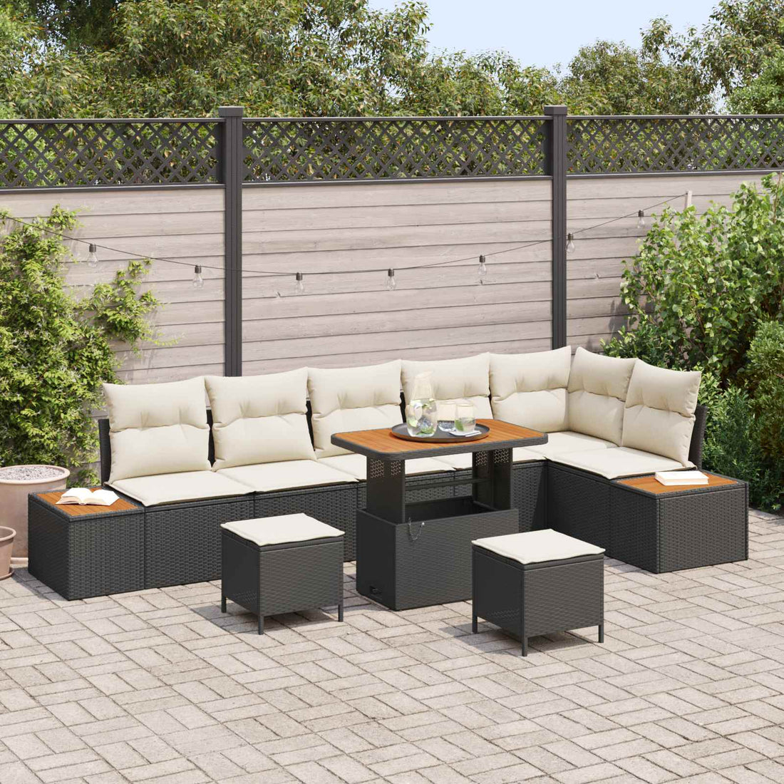vidaXL Conjunto de sofás de jardín 9 uds. 8-Número de plazas