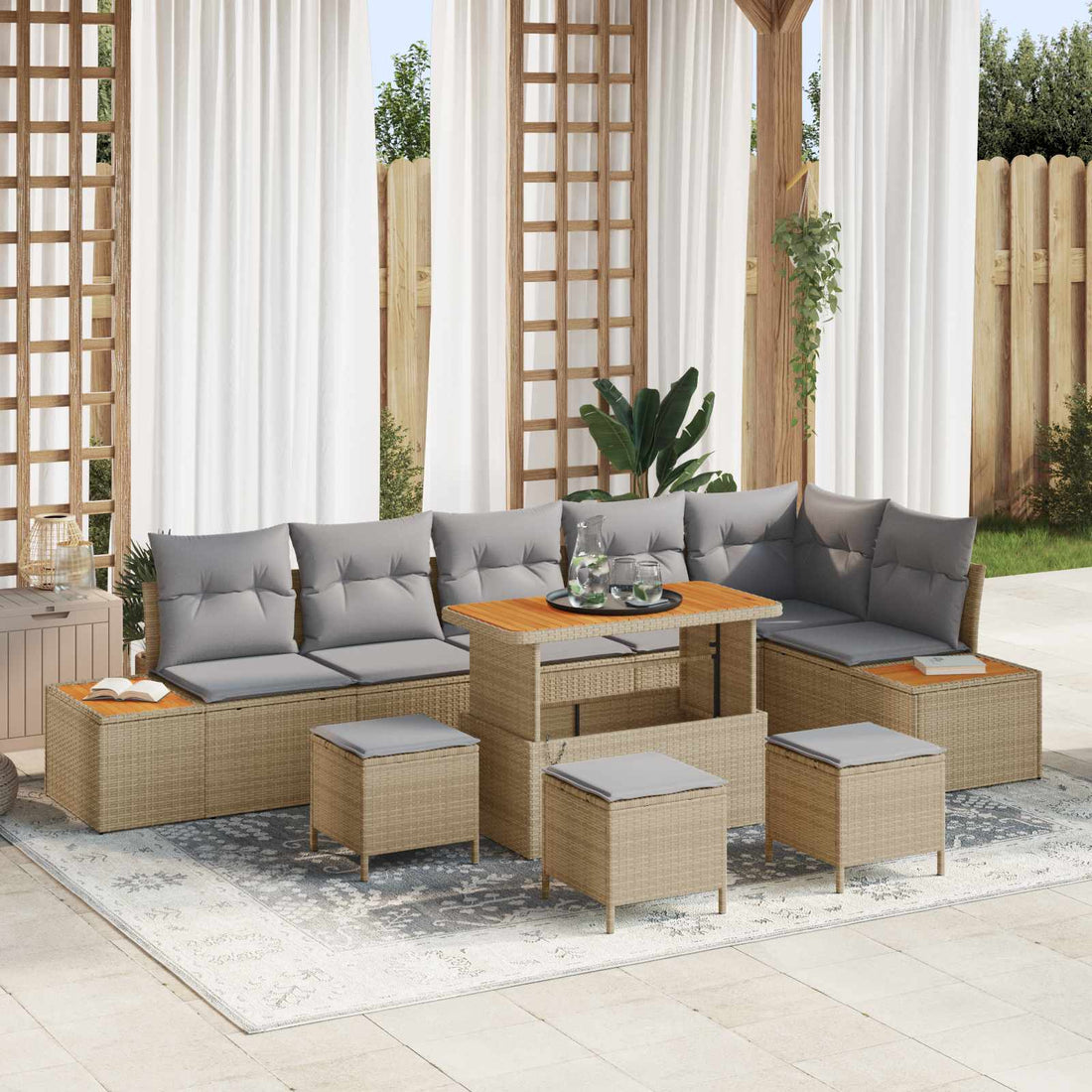 vidaXL Conjunto de sofás de jardín 10 uds. 9-Número de plazas