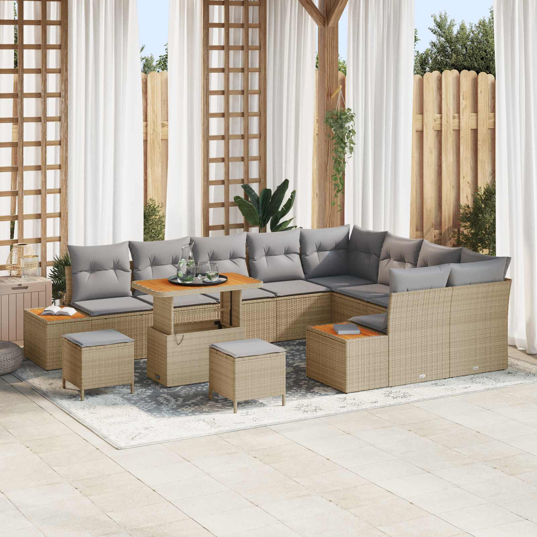 vidaXL Conjunto de sofás de jardín 12 uds. 11-Número de plazas