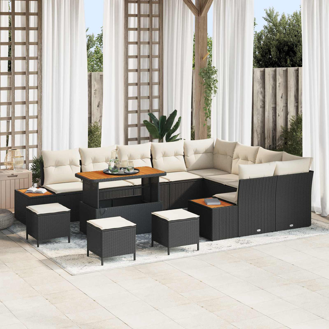 vidaXL Conjunto de sofás de jardín 13 uds. 12-Número de plazas