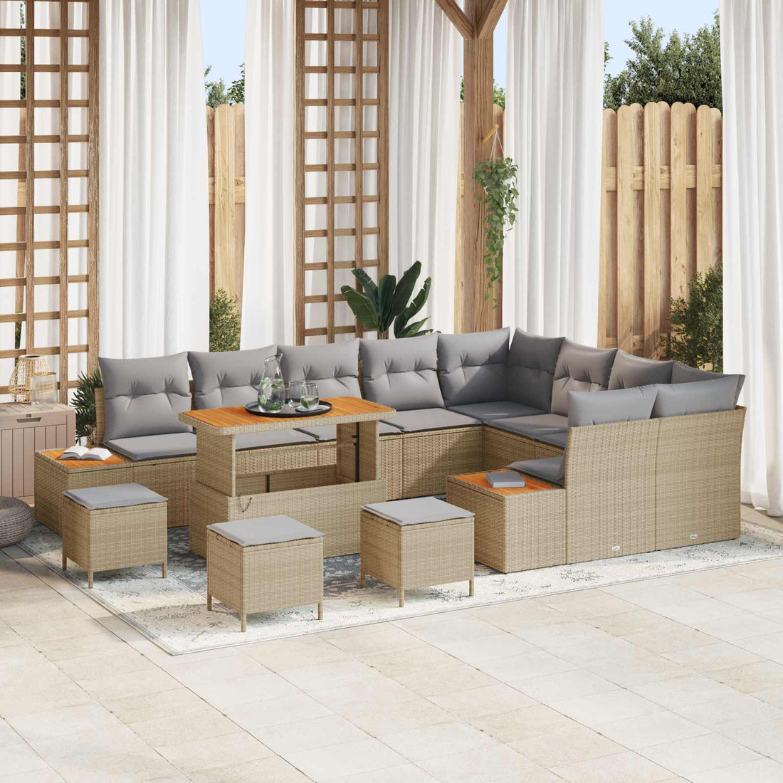 vidaXL Conjunto de sofás de jardín 13 uds. 12-Número de plazas