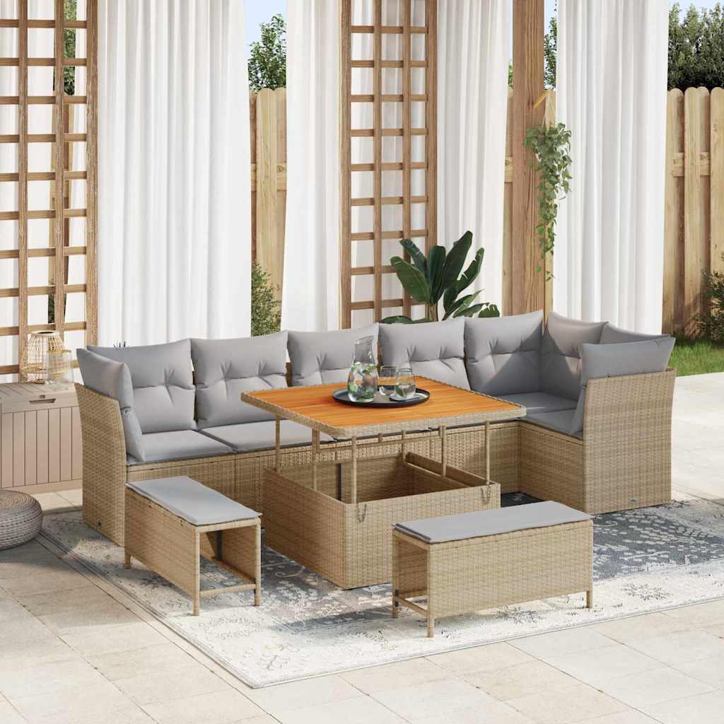 vidaXL Conjunto de sofá de jardín 9 uds. 6-Número de plazas