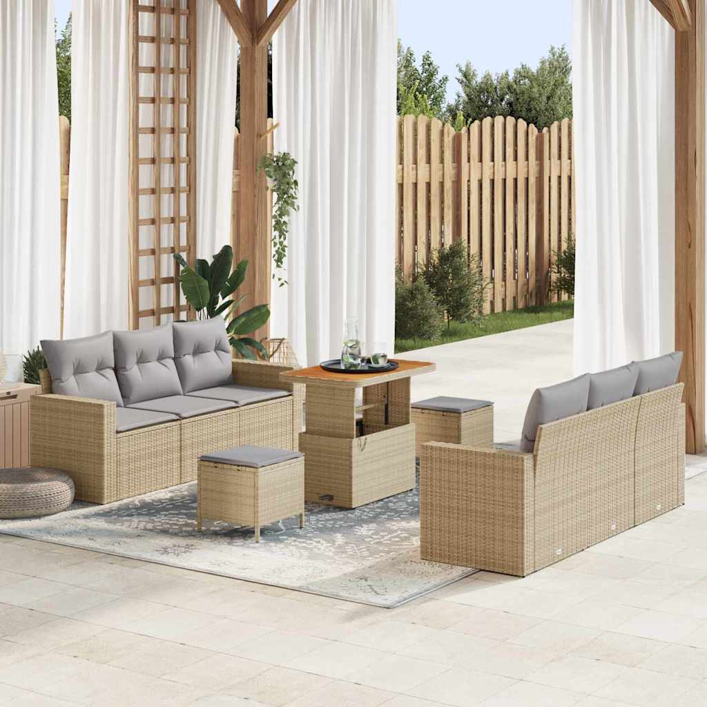vidaXL Conjunto de sofá de jardín 9 uds. 6-Número de plazas