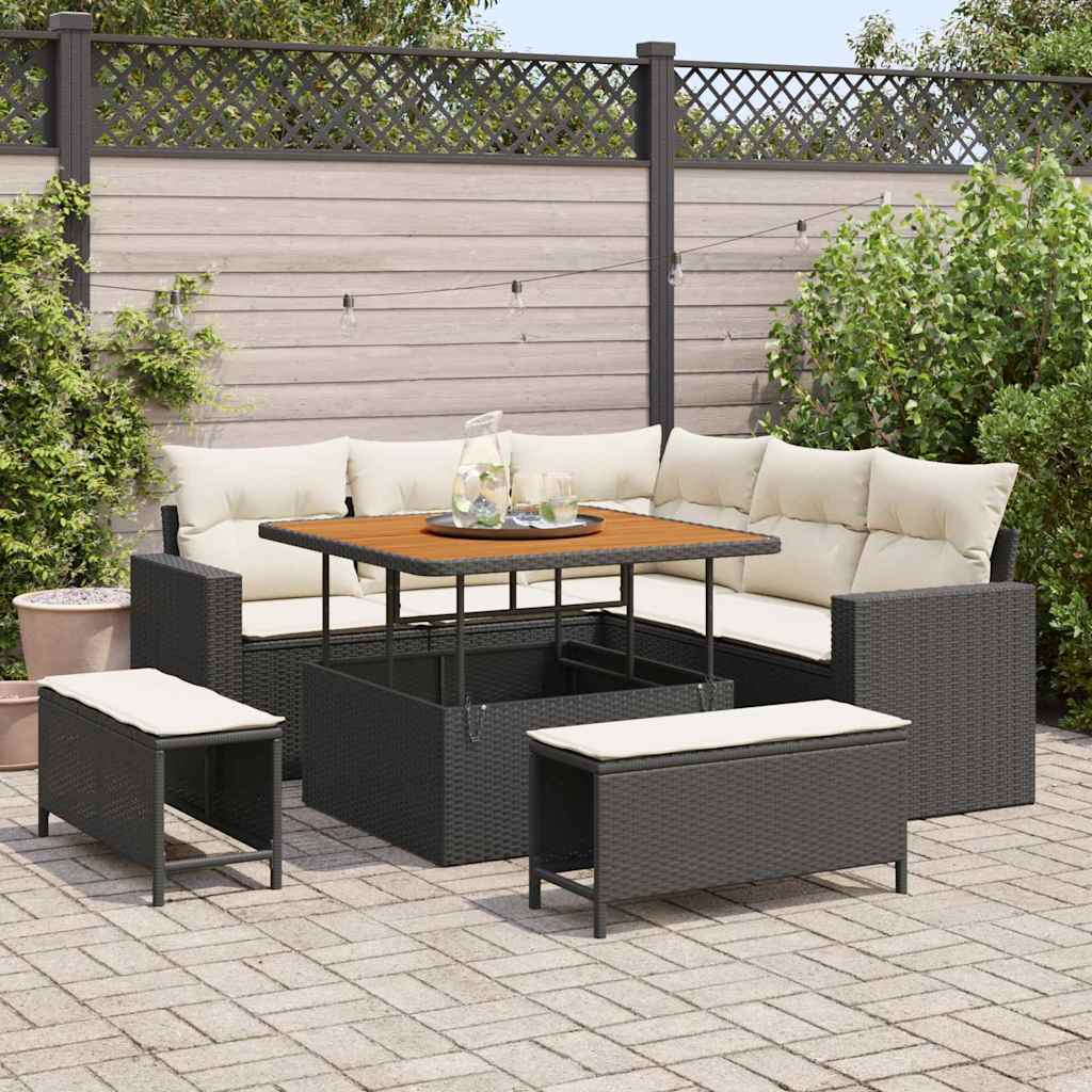vidaXL Conjunto de sofás de jardín 9 uds. 6-Número de plazas