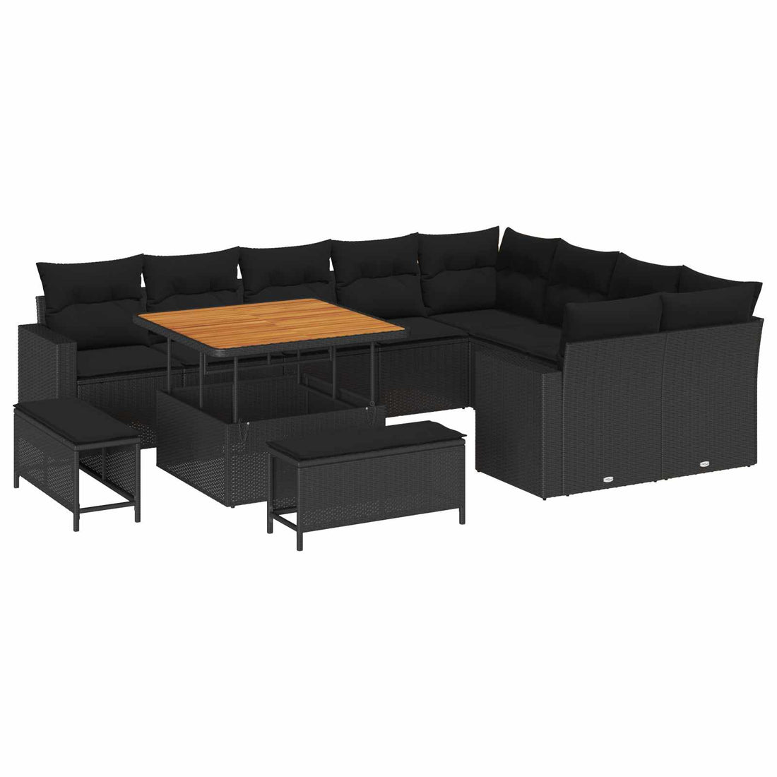 vidaXL Conjunto de sofás de jardín 13 uds. 12-Número de plazas Negro