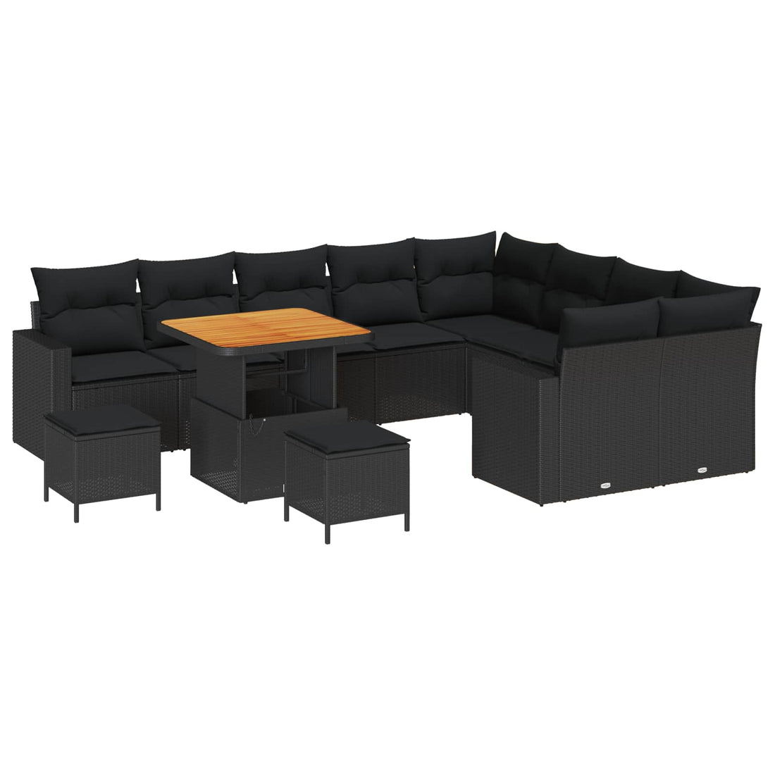 vidaXL Conjunto de sofás de jardín 13 uds. 10-Número de plazas Negro