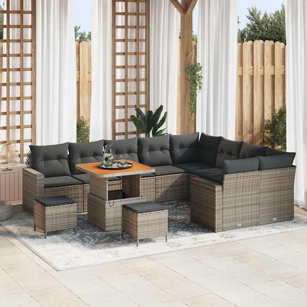vidaXL Conjunto de sofás de jardín 13 uds. 10-Número de plazas Gris