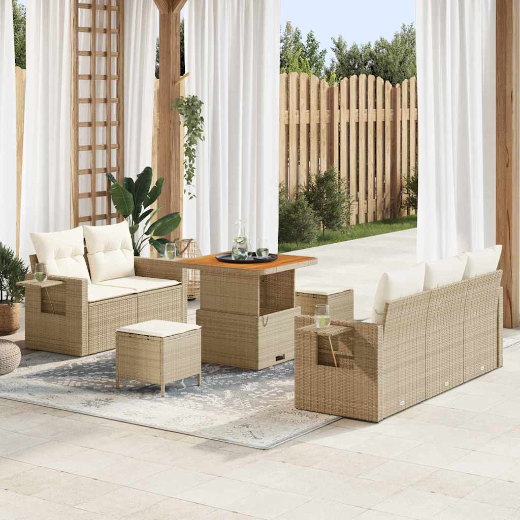 vidaXL Conjunto de sofás de jardín 10 uds. Beige y Crema