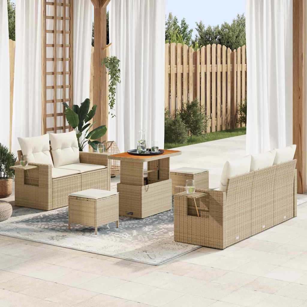 vidaXL Conjunto de sofás de jardín 10 uds. Beige y Crema