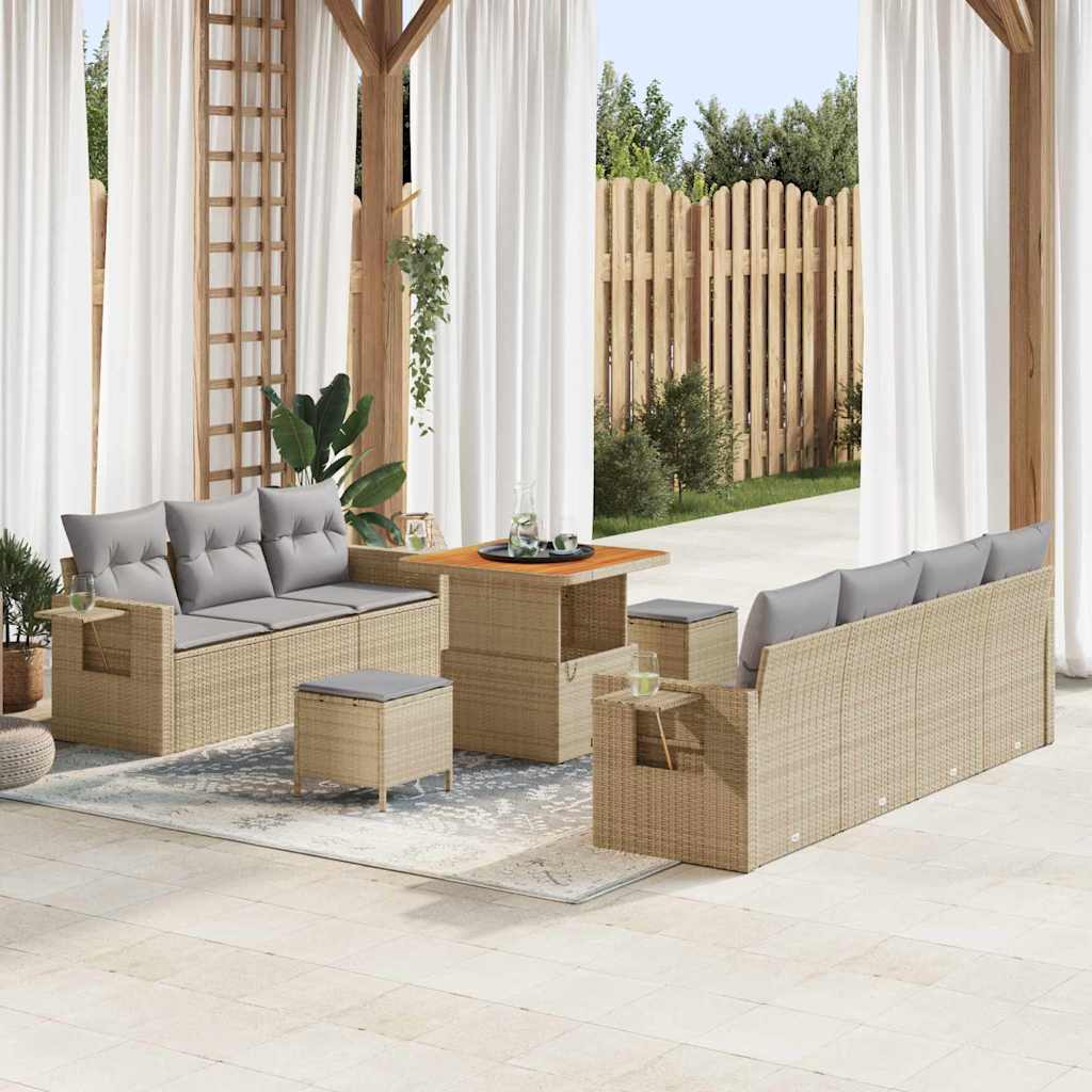 vidaXL Conjunto de sofá de jardín 10 uds. 7-Número de plazas