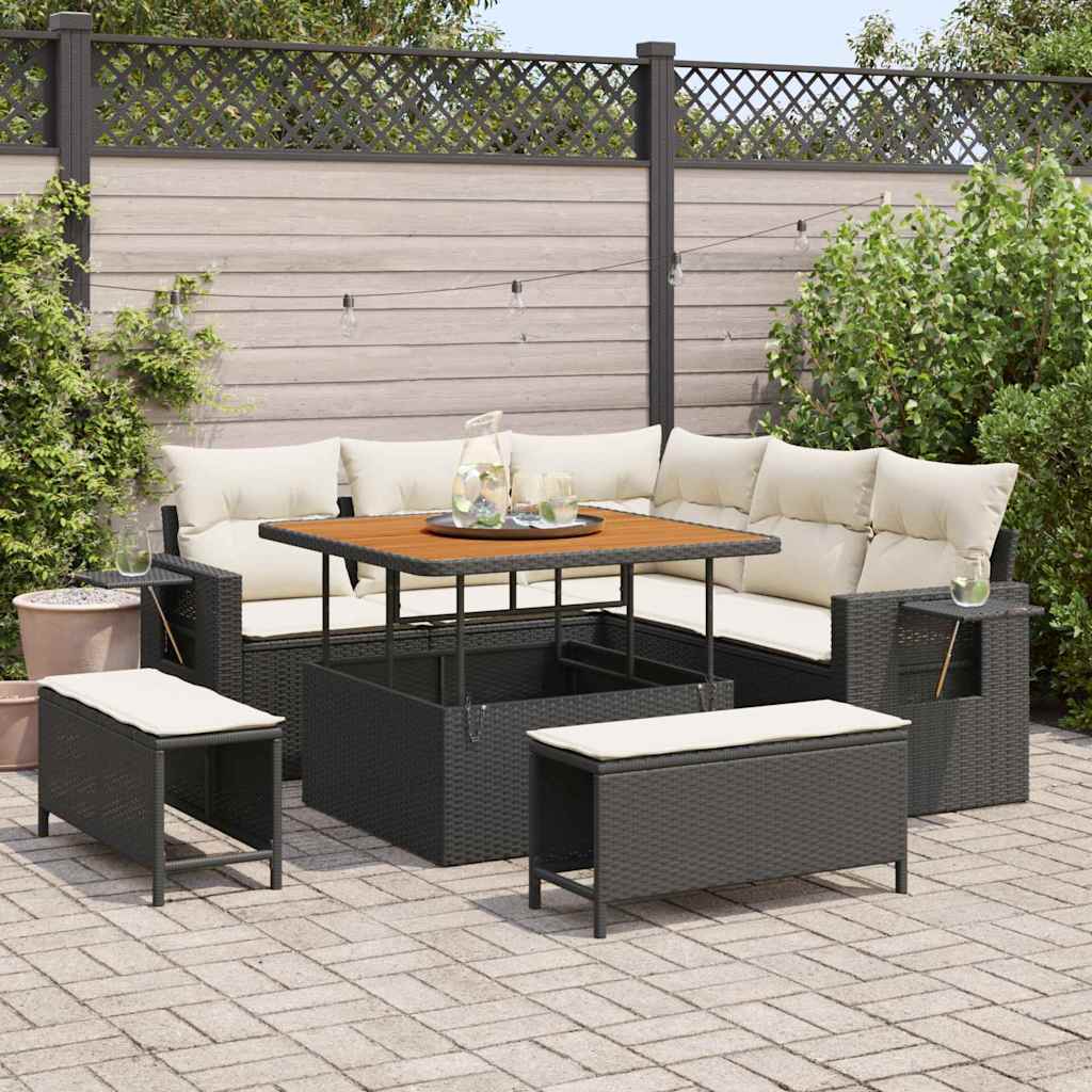 vidaXL Conjunto de sofás de jardín 9 uds. 8-Número de plazas