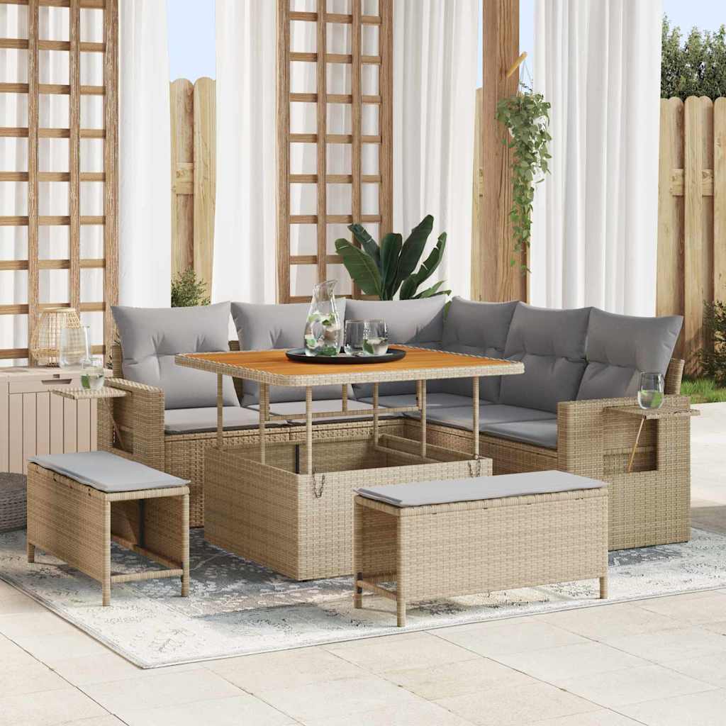 vidaXL Conjunto de sofás de jardín 9 uds. 8-Número de plazas