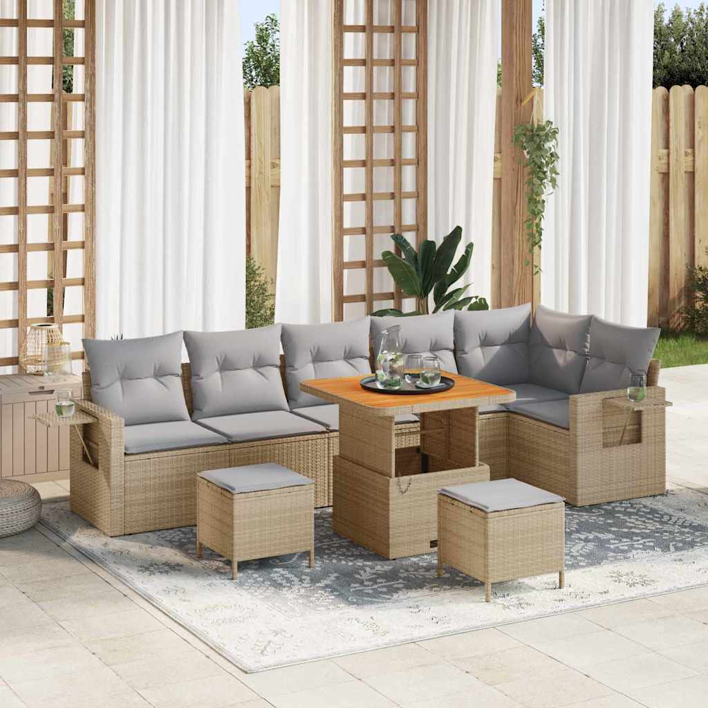 vidaXL Conjunto de sofás de jardín 11 uds. Beige y Gris Claro