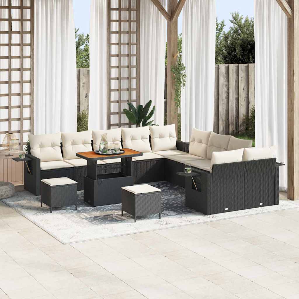 vidaXL Conjunto de sofá de jardín 13 uds. Negro ratán sintético