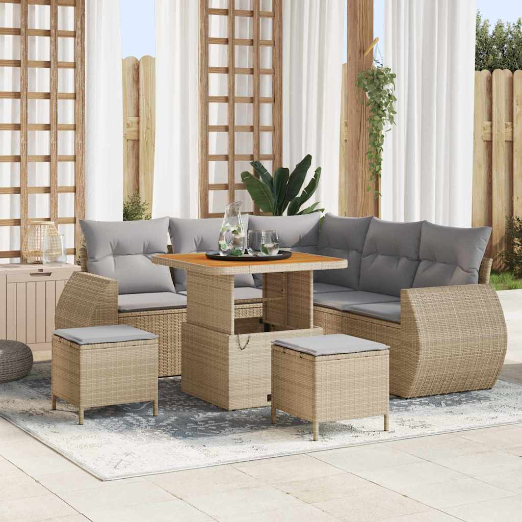 vidaXL Conjunto de sofá de jardín 8 uds. 7-Número de plazas