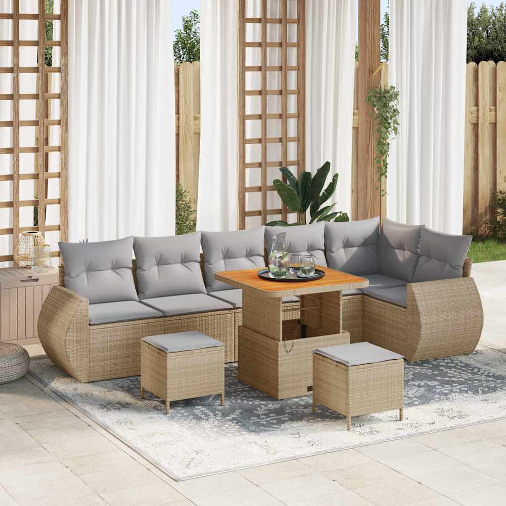 vidaXL Conjunto de sofá de jardín 9 uds. 9-Número de plazas