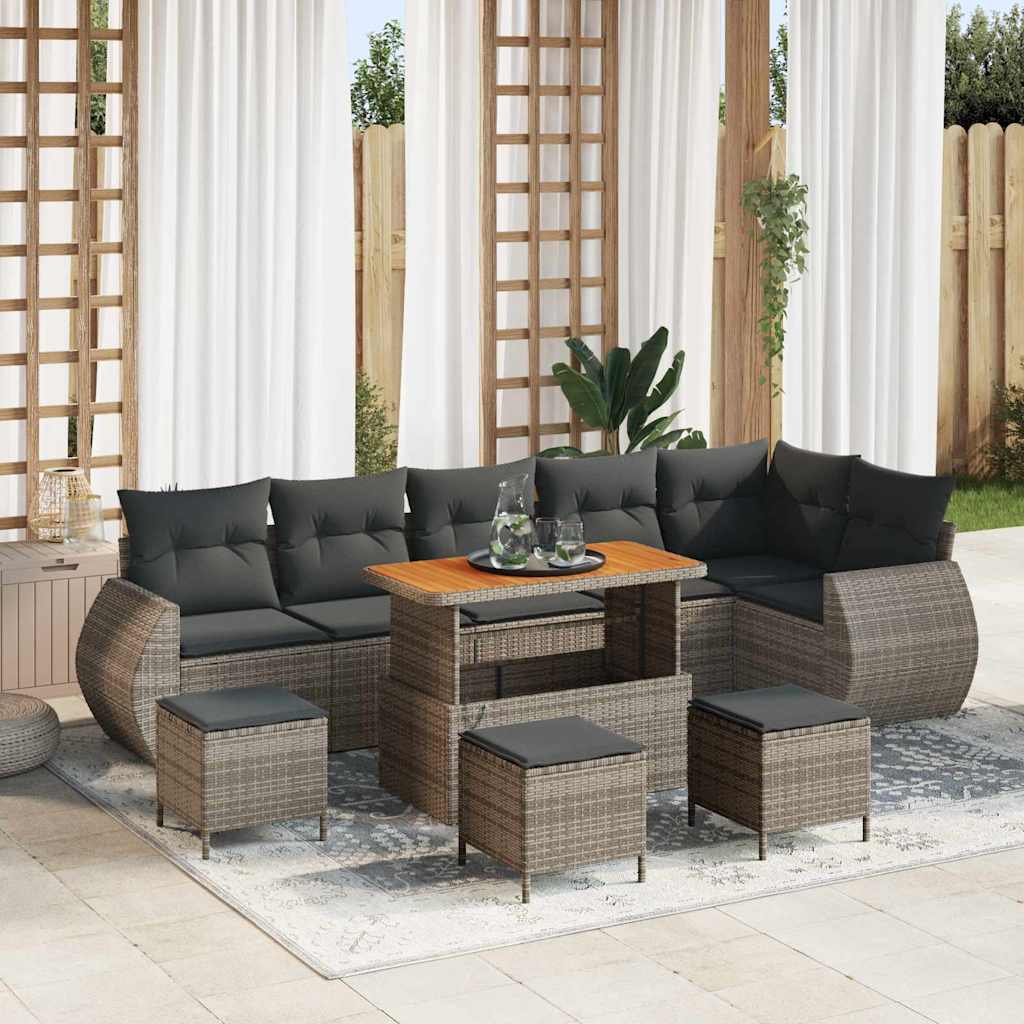 vidaXL Conjunto de sofá de jardín 10 uds. 10-Número de plazas Gris