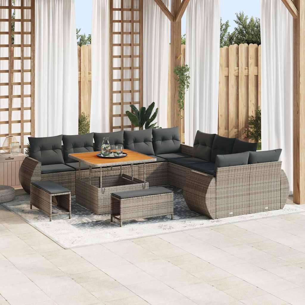 vidaXL Conjunto de sofá de jardín 13 uds. 13-Número de plazas Gris