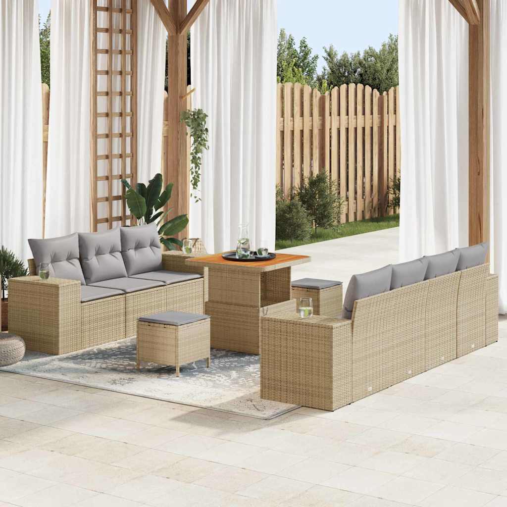 vidaXL Conjunto de sofá de jardín 10 uds. 9-Número de plazas