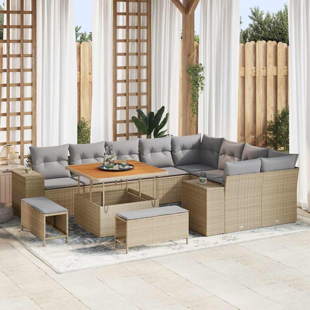 vidaXL Conjunto de sofá de jardín 12 uds. 9-Número de plazas