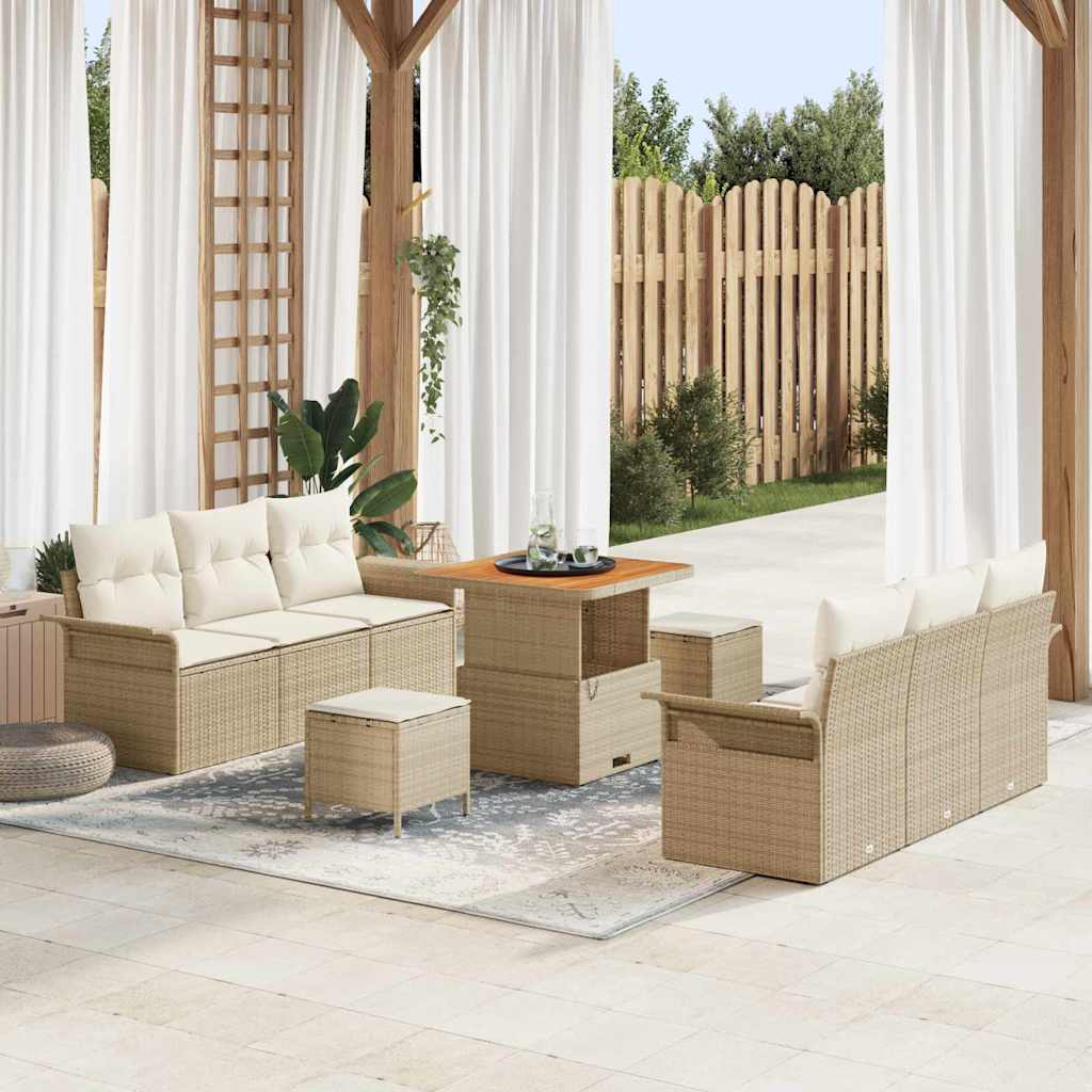 vidaXL Conjunto de sofá de jardín 9 uds. 8-Número de plazas