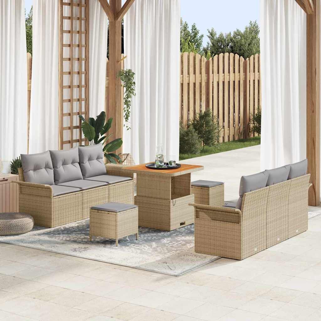 vidaXL Conjunto de sofá de jardín 9 uds. 8-Número de plazas