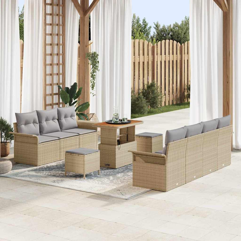 vidaXL Conjunto de sofá de jardín 10 uds. 9-Número de plazas