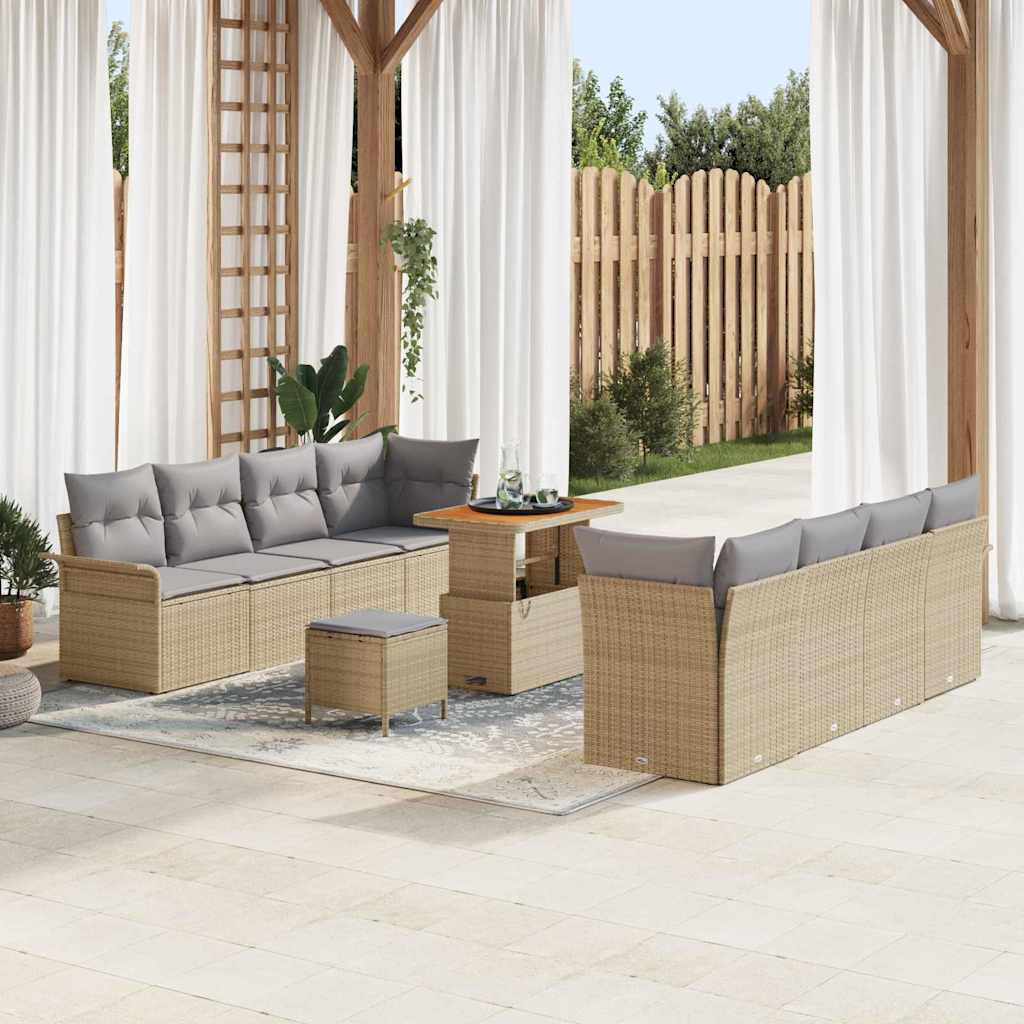 vidaXL Conjunto de sofá de jardín Beige y Gris Claro