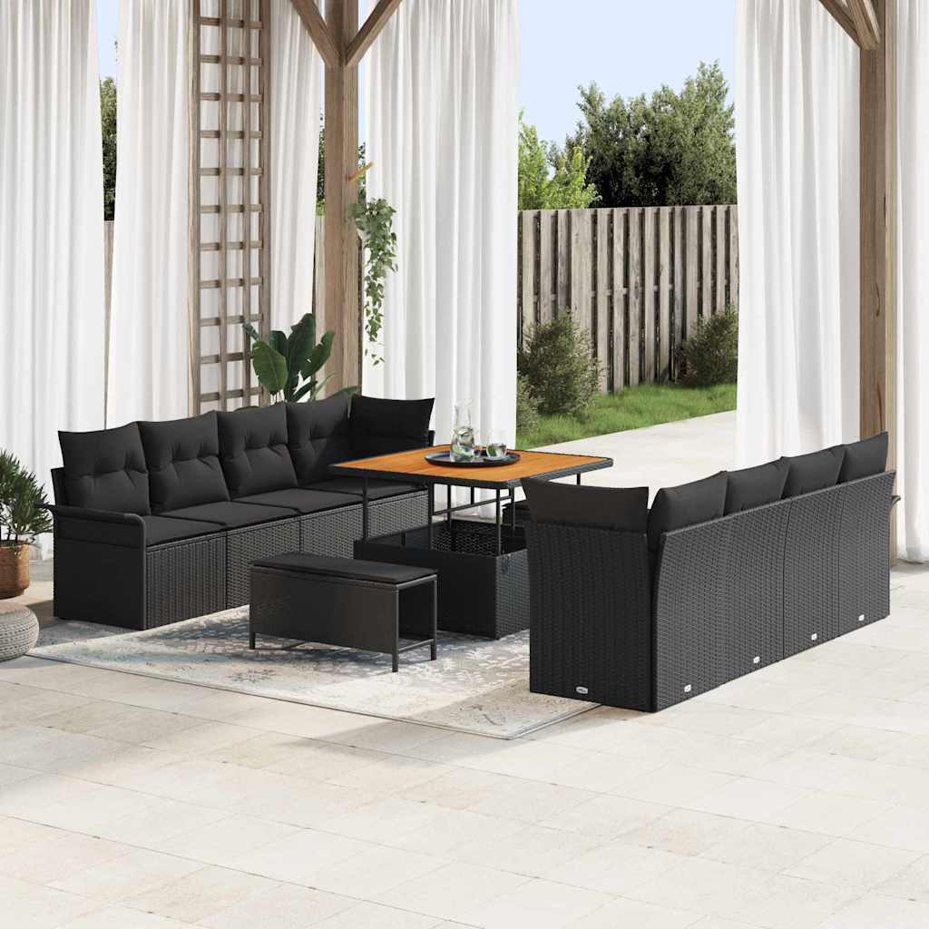 vidaXL Conjunto de sofá de jardín Negro