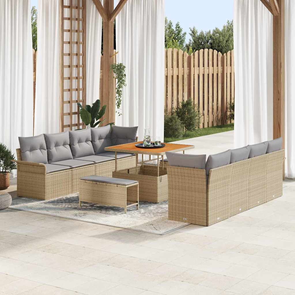 vidaXL Conjunto de sofá de jardín Beige y Gris Claro