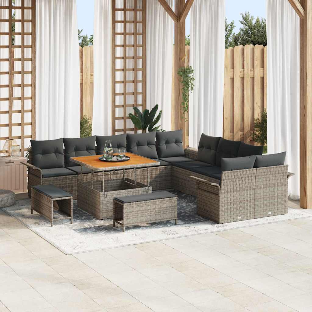 vidaXL Conjunto de sofá de jardín 13 uds. 12-Número de plazas Gris