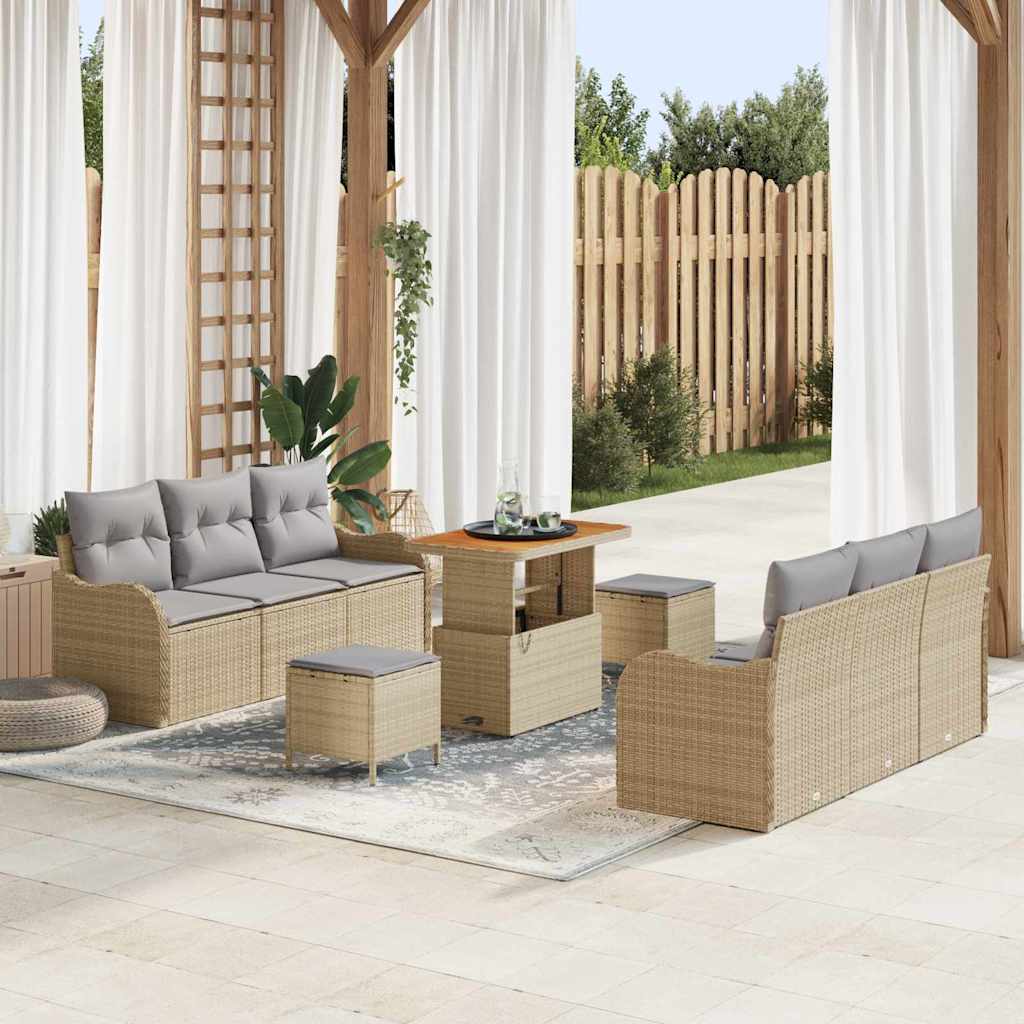 vidaXL Conjunto de sofá de jardín 9 uds. 8-Número de plazas