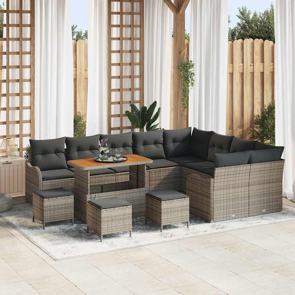 vidaXL Conjunto de sofá de jardín 13 uds. 12-Número de plazas Gris