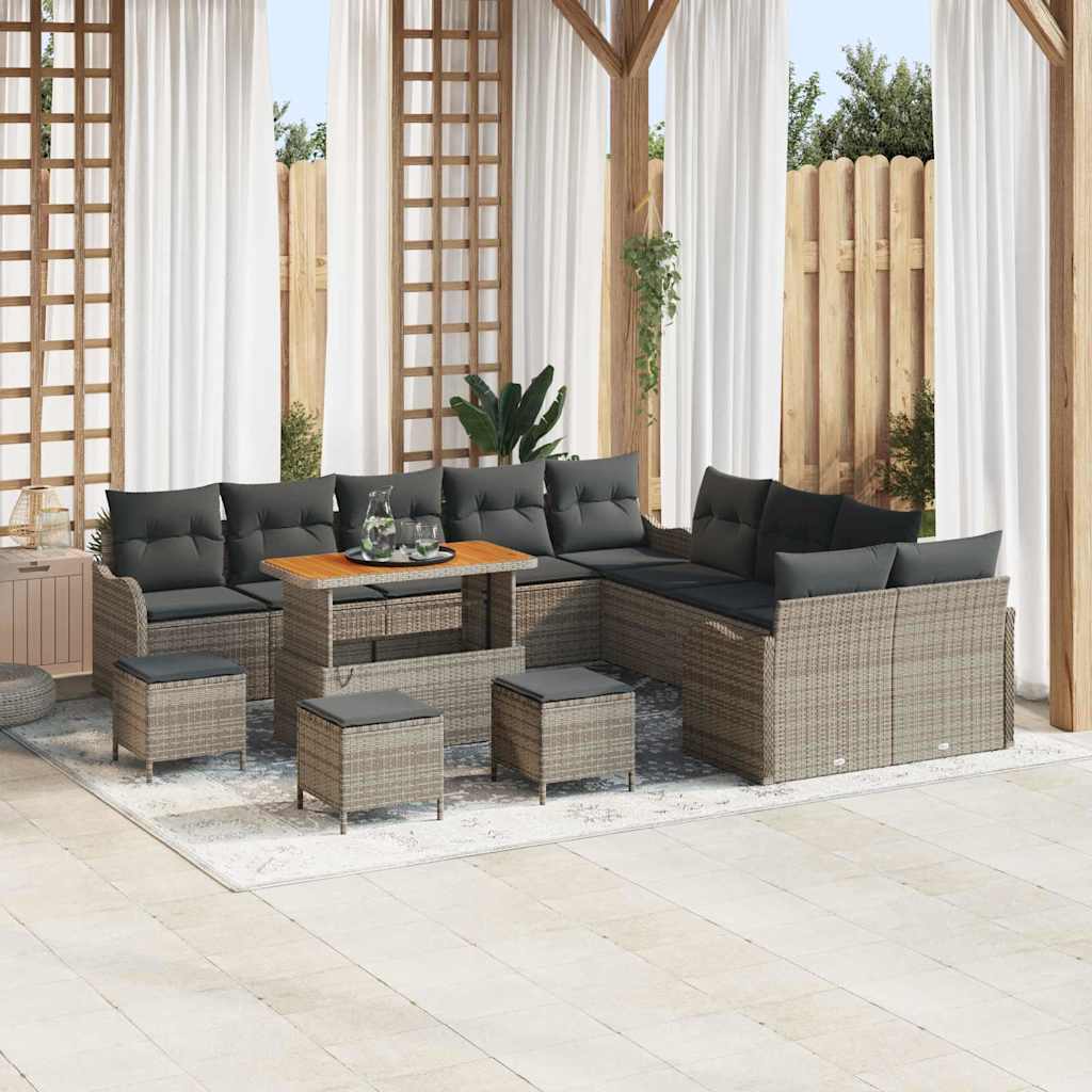 vidaXL Conjunto de sofá de jardín 14 uds. 13-Número de plazas Gris