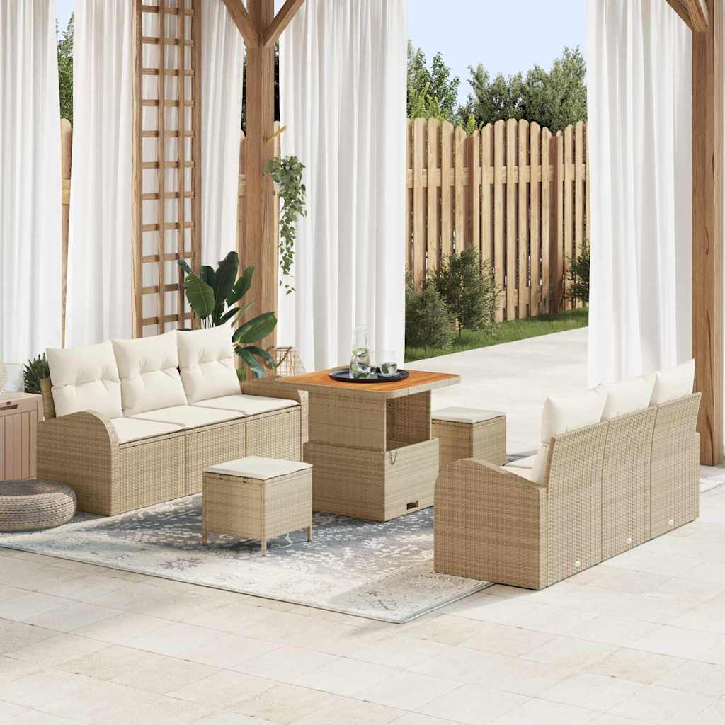 vidaXL Conjunto de sofá de jardín 9 uds. 8-Número de plazas
