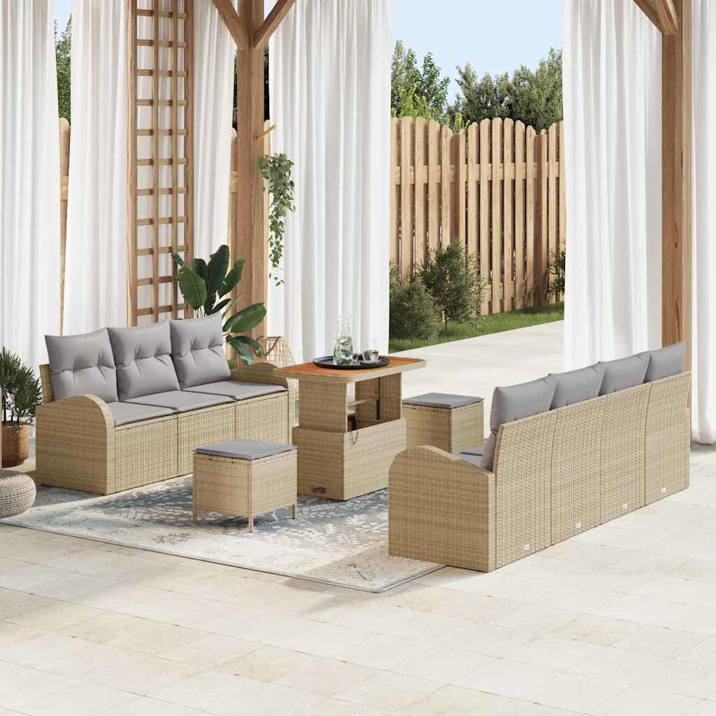 vidaXL Conjunto de sofá de jardín 10 uds. 9-Número de plazas