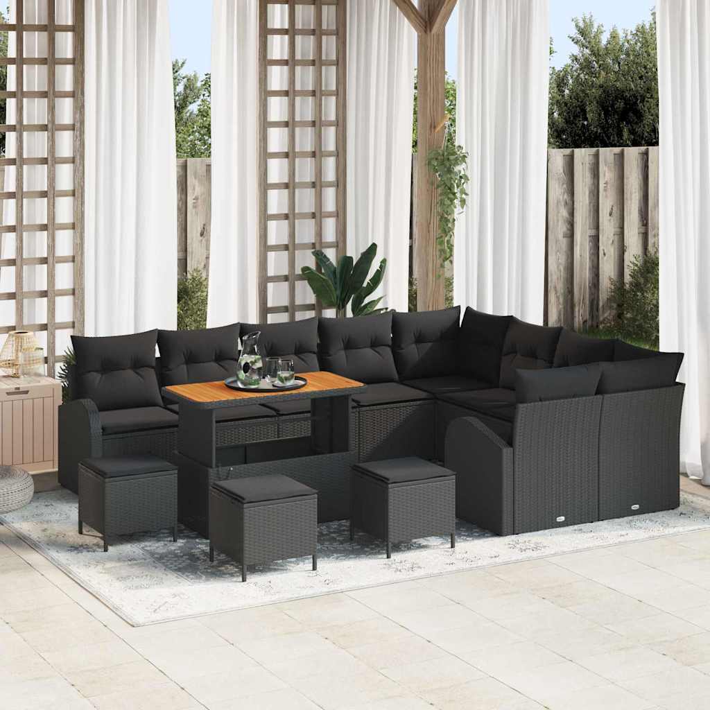 vidaXL Conjunto de sofá de jardín 13 uds. 12-Número de plazas Negro