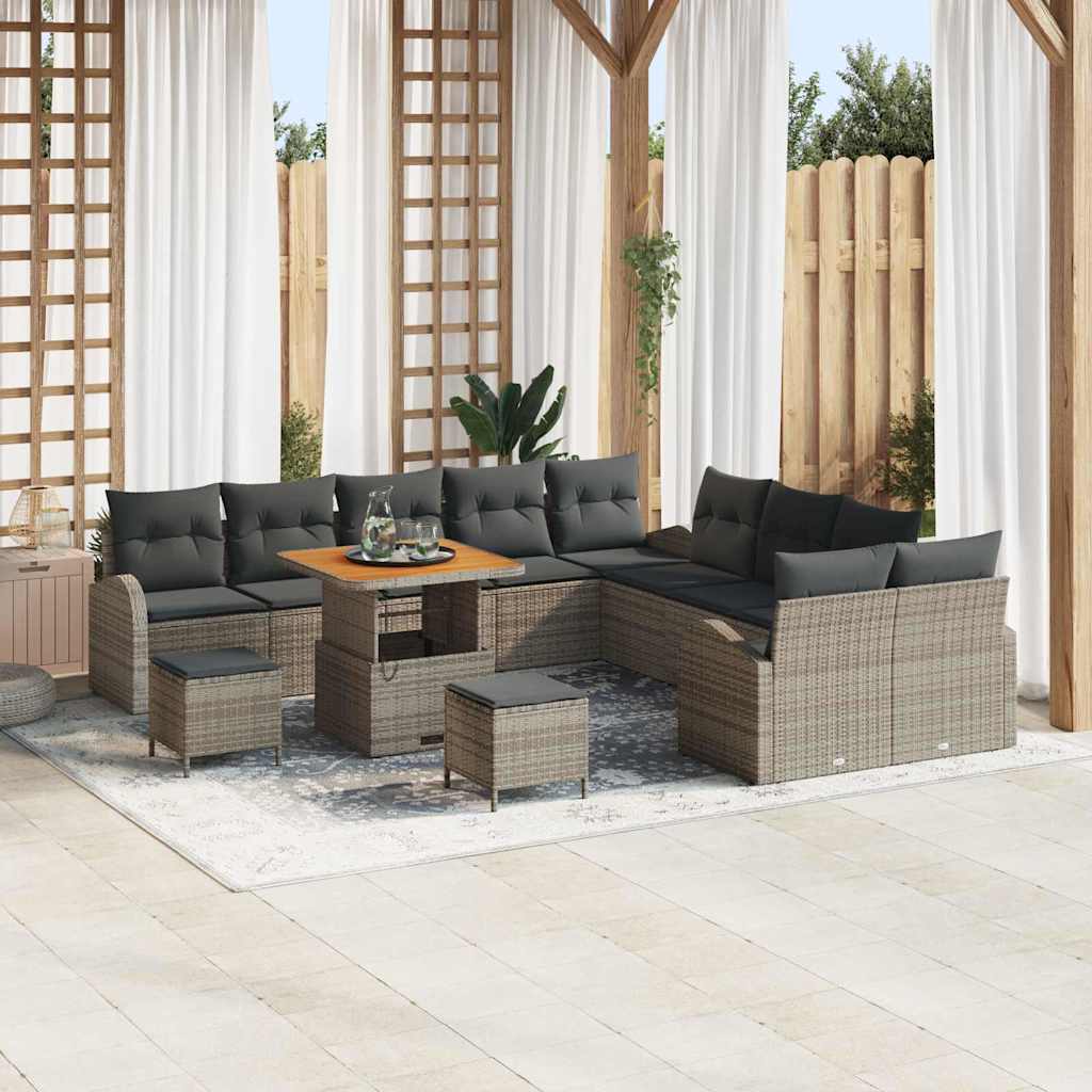 vidaXL Conjunto de sofá de jardín 13 uds. 12-Número de plazas Gris