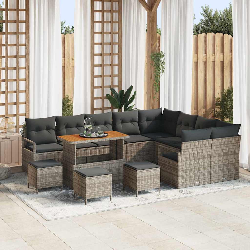vidaXL Conjunto de sofá de jardín 13 uds. 12-Número de plazas Gris