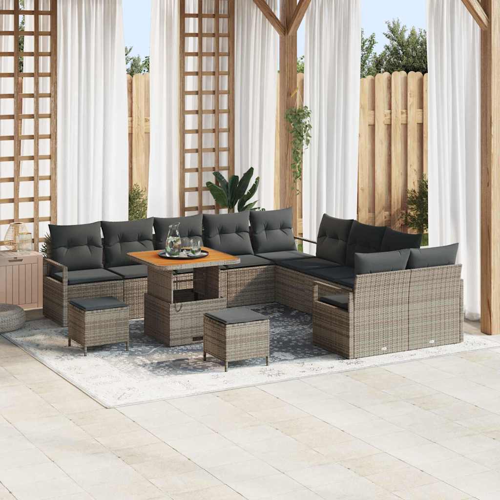 vidaXL Conjunto de sofá de jardín 13 uds. 12-Número de plazas Gris