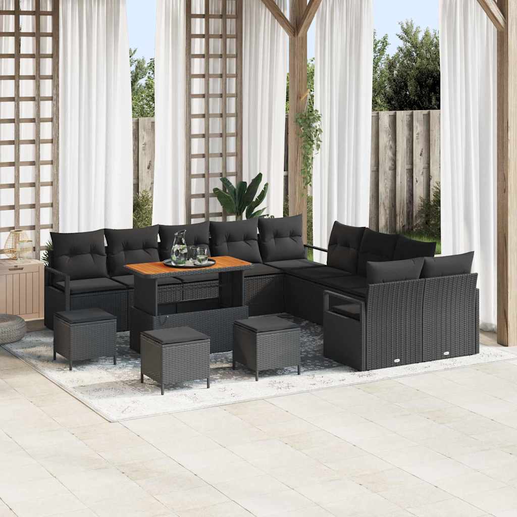 vidaXL Conjunto de sofá de jardín 14 uds. 13-Número de plazas Negro