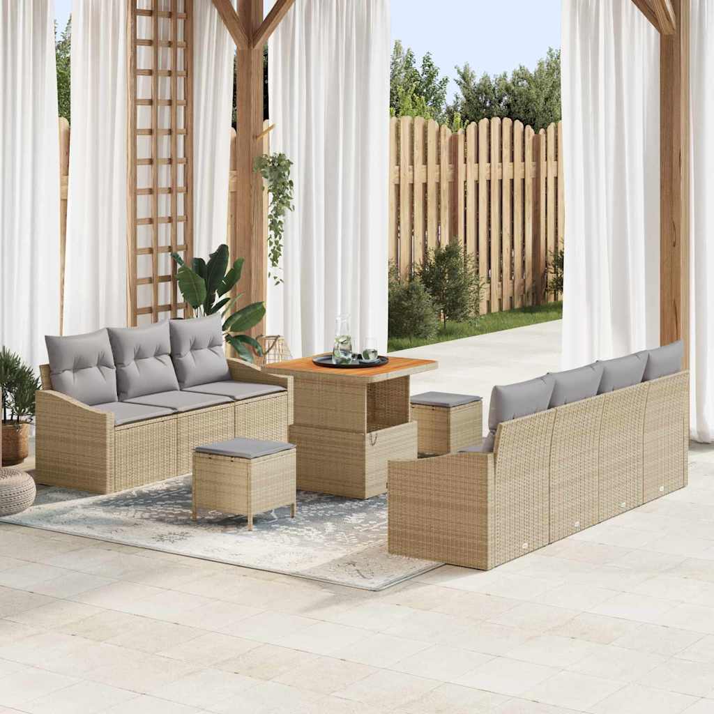 vidaXL Conjunto de sofá de jardín 10 uds. 9-Número de plazas