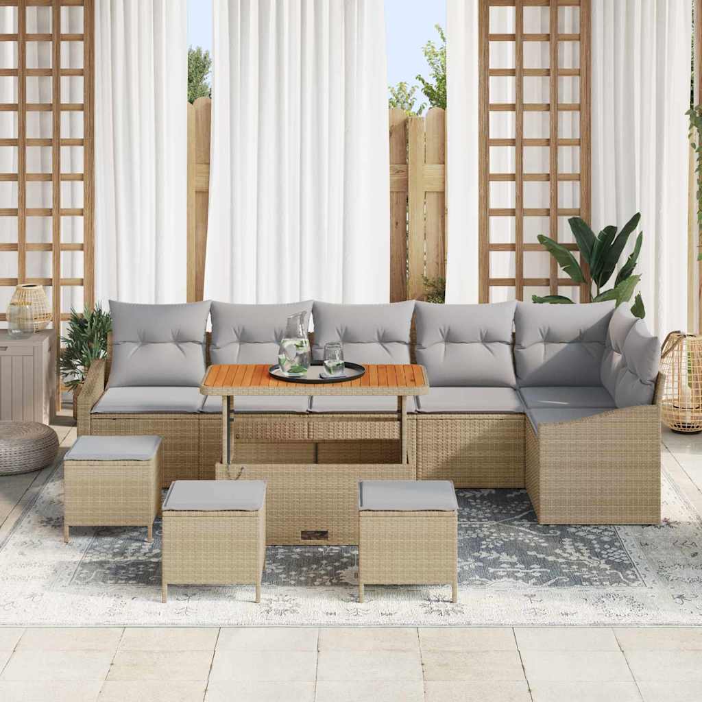 vidaXL Conjunto de sofás de jardín 10 uds. 8-Número de plazas Beige