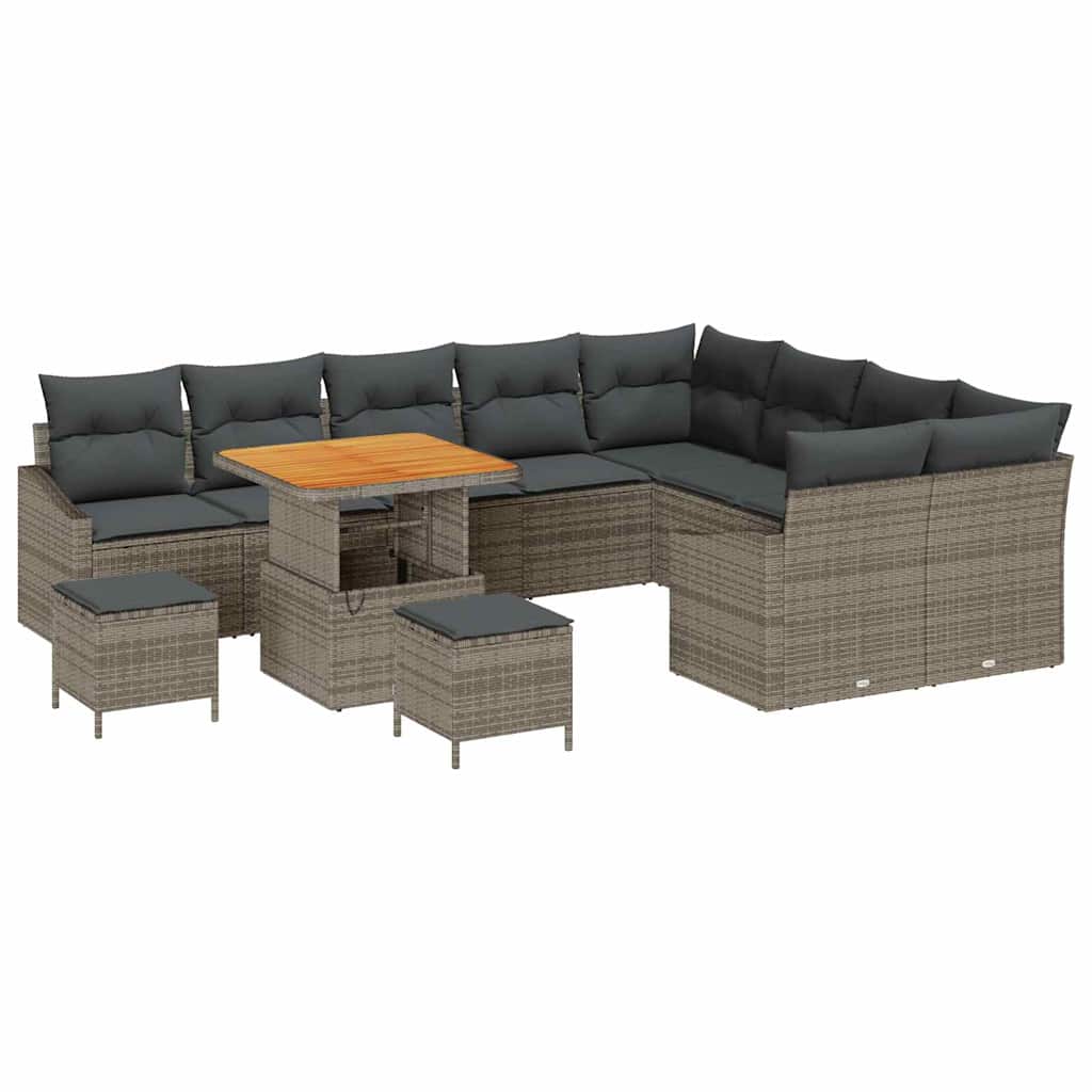 vidaXL Conjunto de sofás de jardín 12 uds. 7-Número de plazas Gris